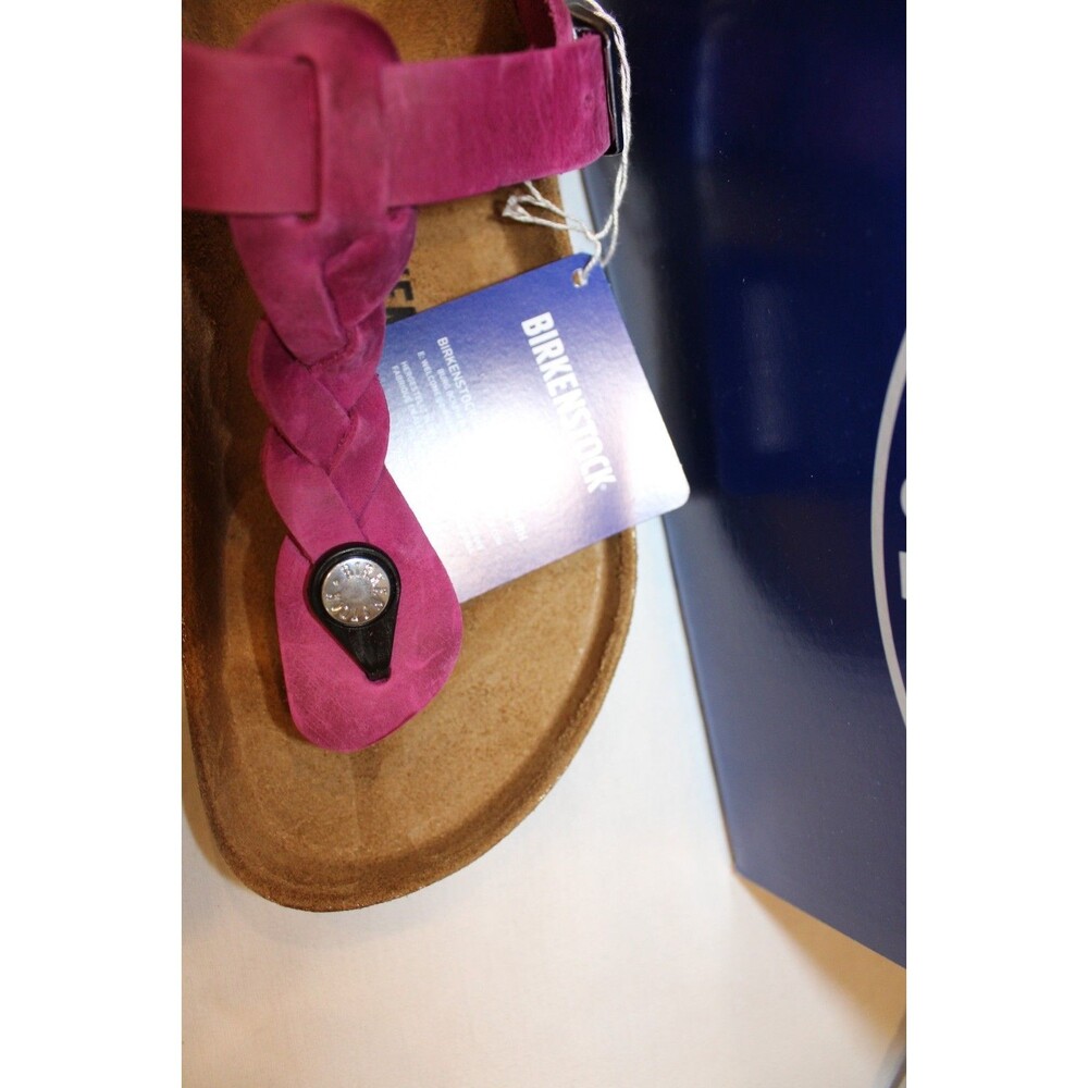 BIRKENSTOCK GIZEH BRAIDED LEATHER SANDALS REGULAR FIT EU 42 US 11 FUSCHIA NIB - Picture 6 of 7